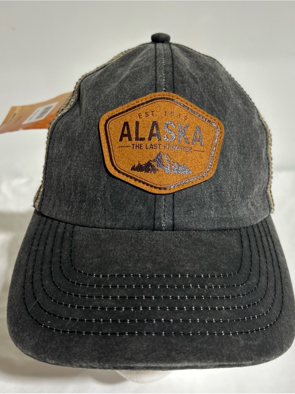 Alaska Patch Royal Resortwear Trucker CAP Hat Men's Adjustable Dark Grey Tan NEW